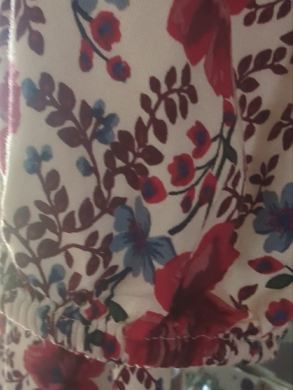 Old Navy Cream Floral V-Neck Long Sleeve Dress with Red Blooms - Picture 7 of 8
